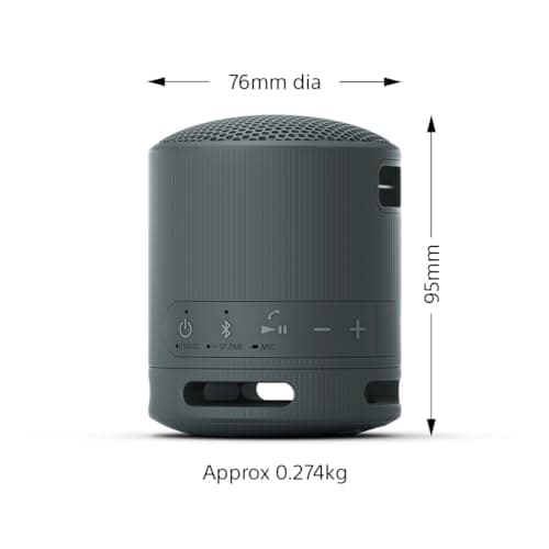 Sony SRS-XB100 - Wireless Bluetooth, Portable, Lightweight, Compact, Outdoor, Travel Speaker, Durable IP67 Waterproof & Dustproof, 16 HR Battery, Strap, Hands-Free Calling, New Model, Black — view 2