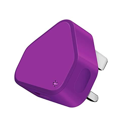 AMO® USB Plug UK Charger Adaptor Compatible with iOSiPhone 14 13 12 11 XS Max XS XR X Samsung Galaxy S22/ S22 Ultra/ S21 Ultra/S21/S21 LG Tablet HTC Nokia Mobile Chargers (Purple 1Amp) — view 3