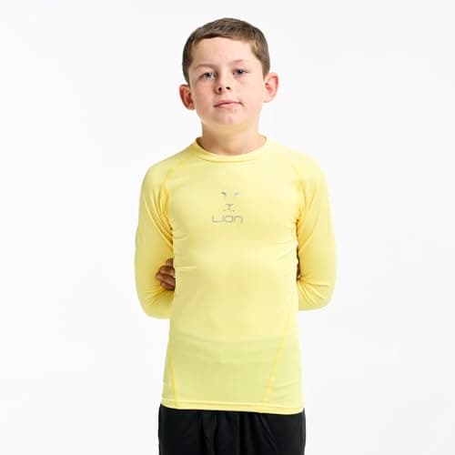 LION SPORTSWEAR Men's Football Compression Base Layer Long Sleeve Shirt – Performance Sports Top for All-Year Training - Yellow | 7 Years - 9 Years — view 4