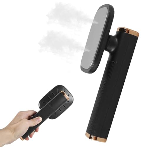 Portable Ironing Machine,Mini Travel Steam Iron,Handheld Fast Heating Clothes Steamer Iron Rotatable Steamer Wrinkle Remover Dry and Wet Ironing for Clothes Home Travels 21.6×7.2cm(Black)