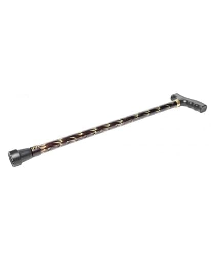 Deluxe Black/Brown with Gold Etched Engraved Flecked Stripes Pattern Ladies Adjustable Walking Stick Cane - 23" - 38.5" — view 3