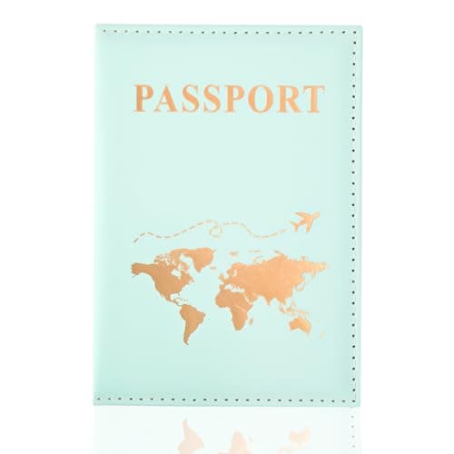 REEKNOKOL Passport Holder, Leather Passport Cover PU Passport Holder Travel Wallet for Passport, Credit Card, Ticket Card, Business Cards, Boarding Passes (Green)