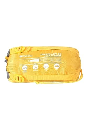 Mountain Warehouse Traveller 50 Sleeping Bag XL - Windproof, Breathable & Lighweight Mummy Shaped Bag - All Season Camping, Hiking, Trekking & Outdoors Yellow Reg Length — view 5