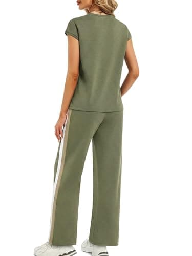 Casly Lamiit 2 Piece Travel 0utfits for Women Summer Track Suits Set, Olive — view 5