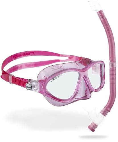 Cressi Moon Kid Snorkel Mask, Anti Splash Valve, Pink/White, Combo Set — view 2