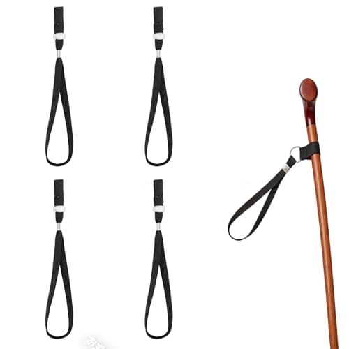 4 Pcs Walking Stick Wrist Strap,Black Nylon Walking Stick Strap,Walking Stick Accessories,Walking Cane Handle Stick Straps,Wrist Loop Strap for Canes & Crutches,Suitable for Elderly,Disabled,Hiking