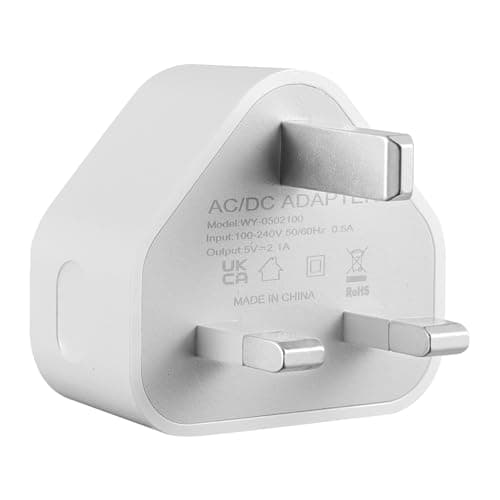 Security-01 4-Pack Dual Port Charger Plug, USB A + USB C, 5V 2.1A 10.5W Wall Power Supply Adapter, Compatible with IP camera, Tablets, MP3 players, E-Readers, Smartphones, Power tools and more, White — view 2