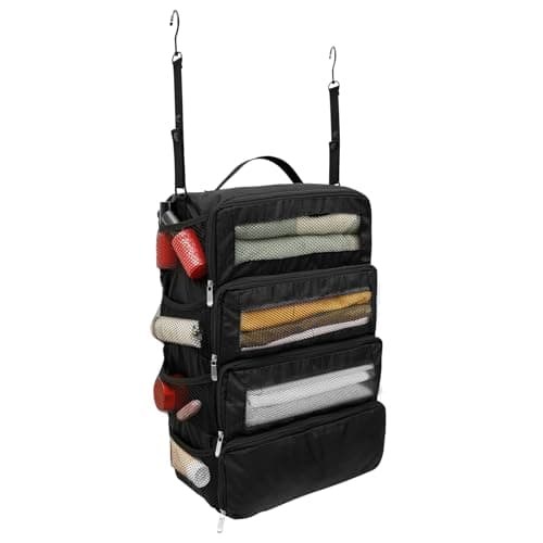 600D Oxford Cloth Hanging Travel Organizer 37x22.8x50cm Waterproof Tear Resistant Suitcase Organiser Bags Luggage Packing Cubes for Wardrobe Storage Business Trip Camping Adventure Vacation(black)