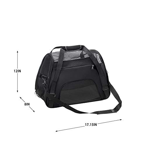 DONYER POWER Soft Sided Pet Carrier for Cats Comfort Airline Approved Under Seat Travel Tote Bag, Travel Bag for Small Animals with Mesh Top and Sides, BLACK — view 3