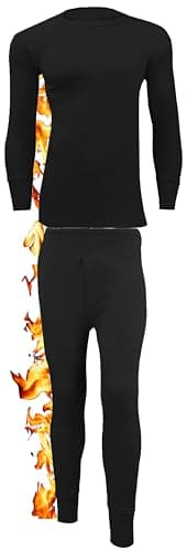 ZRWASKA® Men's Extreme Thermal Underwear Sets Tops & Bottoms, T-Shirt Long Sleeve Top Vest & Long Johns Trousers Warm Winter Thermals Men Set Base Layer Black, Size Large
