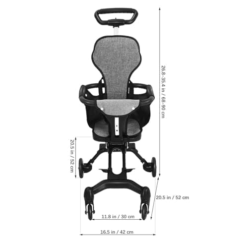 Easy Fold Travel Stroller for Airplane, Lightweight Black Baby Pram — view 2