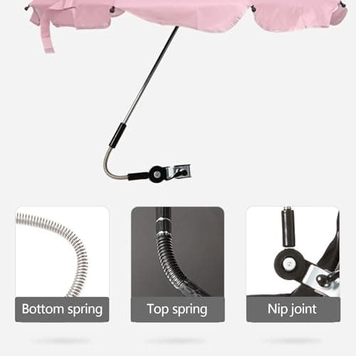 KEEMEN Chair Umbrella with Clamp Portable Clip on Umbrella for Beach Chairs Outdoor Patio Stroller Wheelchairs Golf Carts(Black) — view 6