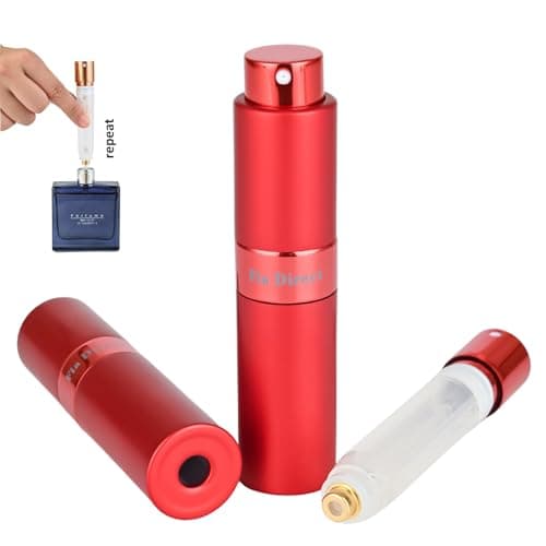 Fia Direct 10ml Twist-Up Rotary Perfume Atomiser, Refillable & Travel Size Perfume Bottle, Leaking Proof,Bottom refillable, Luxurious Small Portable Mini Spray for women and men (Red)