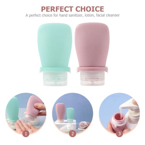 BIUDECO 2pcs Silicone Travel Bottles 60ml Leak-proof Reusable Containers for Dispensing Moisturisers Portable Travel Size Toiletries for Women — view 3