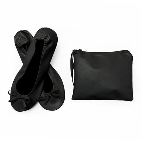 Women's Folding Portable Travel Ballet Flat Roll Up Slipper Pack Up Set Shoes Men Shoes Flat Foot (Yellow, L) — view 2