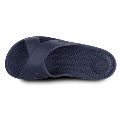 totes® ® SOLBOUNCE Ladies Cross Strap Slider Sandals, Lightweight Summer Slides with Everywear™ Cushioning, Anti-Bacterial Sole, Compression-Resistant Insole, Holiday Footwear, Navy, UK 8 — view 5