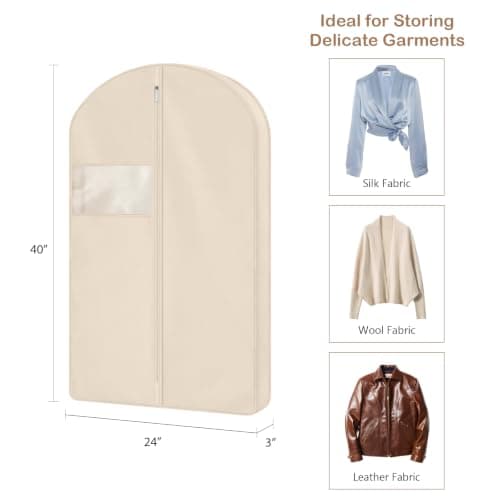 Univivi Premium Cotton Garment Clothes, 40inch Suit Cover Bags, 3 Pack — view 6