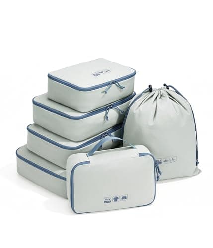 ECOHUB Packing Cubes 6 Piece Set, Smart Organiser with Labels, Recycled