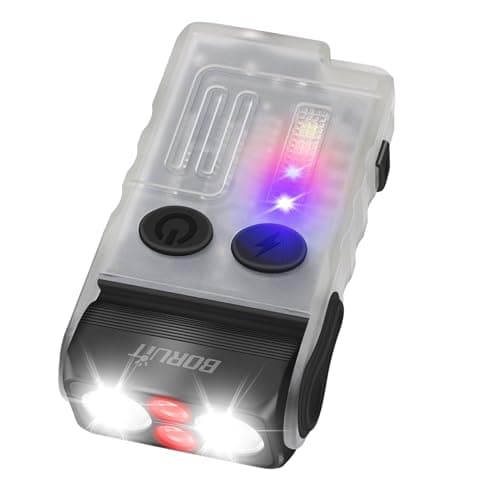 BORUIT V20 Small Torches LED Super Bright 1000 Lumen, 180° Swivels EDC Keyring Torch, 110dB Buzzer, 13 Modes Mini USB C Rechargeable Pocket Flashlight with COB Light, Clip, Magnetic(White)