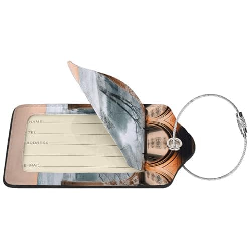 Winter Backdrop Leather Luggage Tag, Stainless Steel Luggage Tag - Waterproof, Scratch Resistant, Travel Tags with Privacy Protection (1/2/4 Piece Set) — view 2