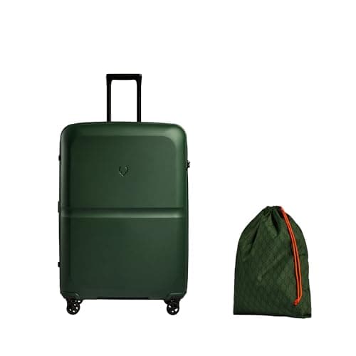 ANTLER Single Stripe Hard Shell Large Suitcase + Laundry Bag - 81x56x34cm 144L, Expandable, Lightweight, 4 Spinner Wheels, TSA Lock - Durable Large Check in Luggage Green