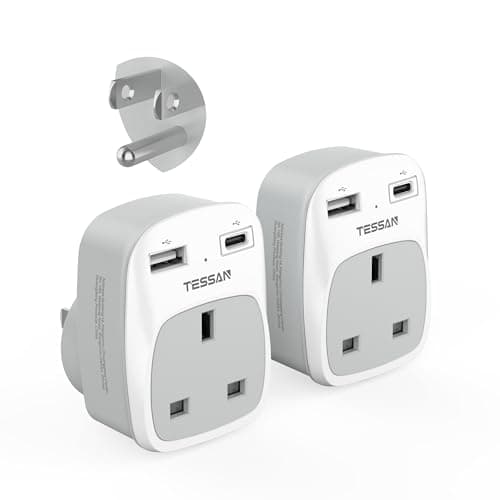 TESSAN UK to US Plug Adapter, UK to US Travel Adaptor with USB C, Type B