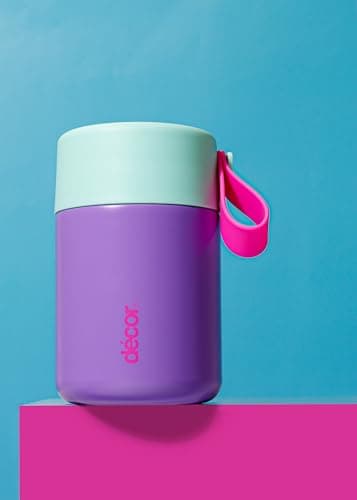 Décor 350ml Kids Insulated Food Flask - Double Wall Stainless Steel Container with Wide Opening, Airtight Leakproof Lid, 4h Hot / 9h Cold - Purple — view 5