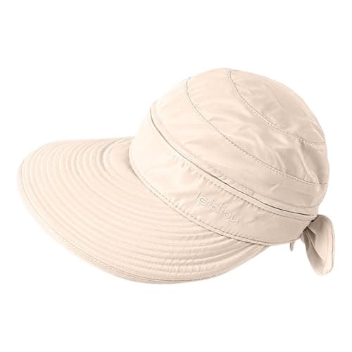 Cocila Packable Sun Hats for Women UK, 2 in 1 Foldable Ladies Sun Hat,Wide Brim UV Sun Protection Summer Beach Hat for Travel & Outdoor Beige — view 4