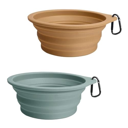 PetBonus 2-Pack Collapsible Dog Bowls, Portable Travel Dog Water Food Bowls