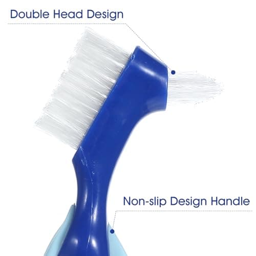 2 Pcs Denture Brush Multi-Layered Hard Bristles Toothbrush Portable Dental Cleaning Tools Double Sided Retainer Brushes with Case for Travel Camping Outdoor Gym Dental Care — view 3