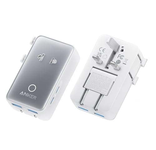 Anker Universal Travel Adapter 5-in-1 for UK/EU/US/AU, 20W USB-C + 4 USB Ports, Compact Power Plug Converter with AC Socket for 200+ Countries | Ideal for UK Travel & EU Expats (White)