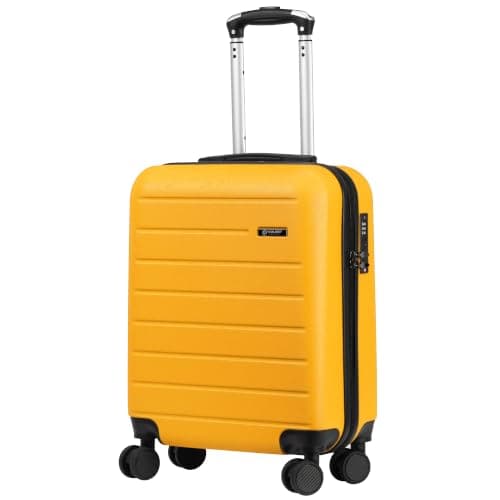 Rocklands® Lightweight 4 Wheel Hard Shell Luggage Suitcase Ryanair Cabin Carry on Travel Bag 55x40x20 (Mango Yellow)