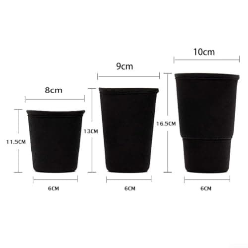 Neoprene Insulated Cup Sleeve Reusable Coffee Tea(L Black) — view 3