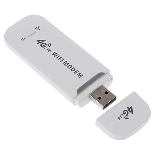 4G LTE USB WiFi Wireless Modem Dongle, Unlocked Dongle with SIM Card Slot 150Mbps Support 10 Users, Portable WiFi Modem Mobile Hotspot, for PC Desktop Laptop Phone (White)