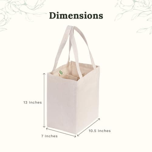 Six Bottle Canvas Wine Tote Bag - Premium Material, Extremely Sturdy, Washable & Reusable Wine Carrier Bag - Double Stitched Reusable Wine Bags - Sturdy 6 Bottle Wine Carrier (1 Bag), Natural Cotton — view 5