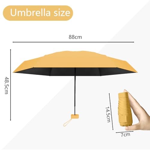 Sykerout Compact Travel Umbrella - Lightweight, Windproof, UV Protection, with Capsule Case, Perfect for Women's Handbags (yellow) — view 2