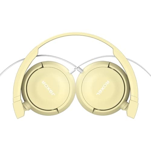 Roxel RX110 Lightweight Wired Foldable Headphones with Mic & Volume Control, On-Ear Headphones, Ergonomic Design, Answer Incoming Calls, Compatible with Android and IOS Devices (Yellow) — view 4