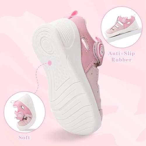 MK MATT KEELY Baby Boys Girls Sandals Toddlers Summer First Walking Shoes Kids Closed Toe Pre Walkers with Anti-Slip Rubber Sole,Pink,Size 4.5 UK Child — view 5