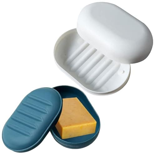 2Pcs Travel Soap Case Box – Leak-Proof Soap Dish with Lid for Shower, Gym, Camping, Hiking – Portable Soap Container for Bar Soaps – Drainage Tray & Snap Closure – Compact, Durable & Reusable