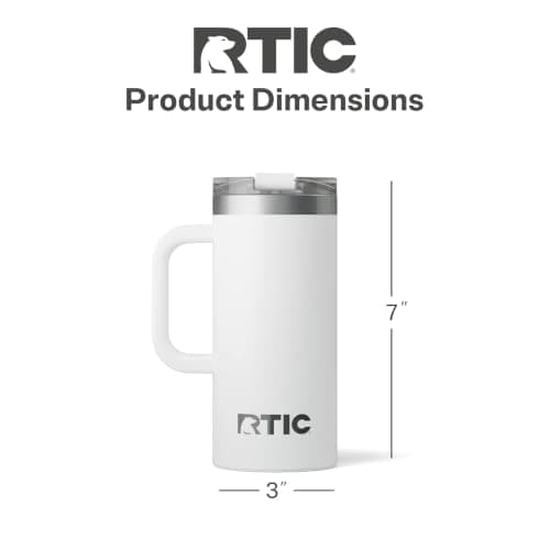 RTIC Road Trip 473 ml Travel Mug with Lid and Handle, Ceramic Liner, Insulated Stainless Steel, Metal, Double Wall Vacuum Insulation, Portable Coffee Mug, Tea Cup — view 4