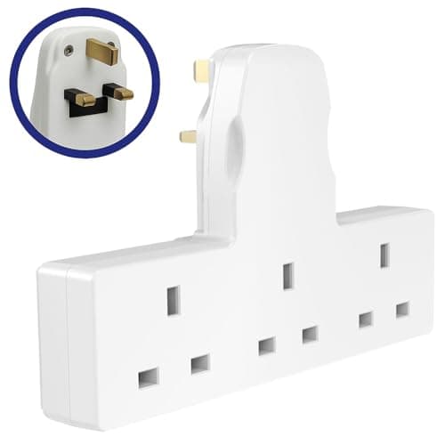 Plug Extension Socket 3 Way Multi Plug Adapter Uk Surge Protector Triple Gang Plug Extender 3 Outlet Multiplug Socket Adapter For Home Kitchen & Office 13A White — view 4