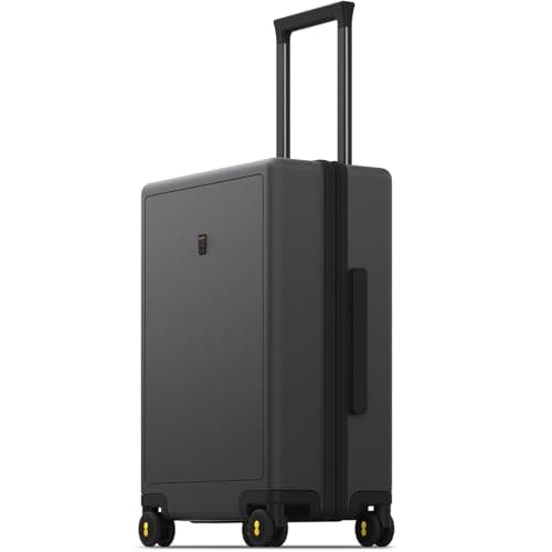 LEVEL8 Carry on Luggage Lightweight Suitcase with Wheels 100% PC Trolley Case Micro-Diamond Textured Design, TSA Approved Hard Shell(55cm, 40L,Dark Grey)