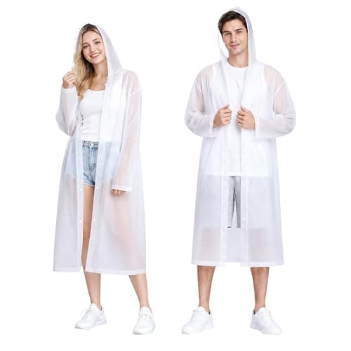HCFGS Rain Poncho Raincoats for Adults, 2PCS Reusable Rain Jacket Rainwear with Hoods, Long Waterproof Ponchos for Emergency, Festivals, Camping, Travel