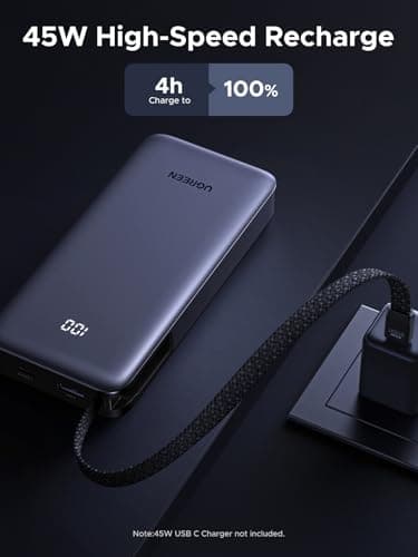 UGREEN Nexode 45W 20000mAh Power Bank 3-Way Output Built-in Cable — view 6