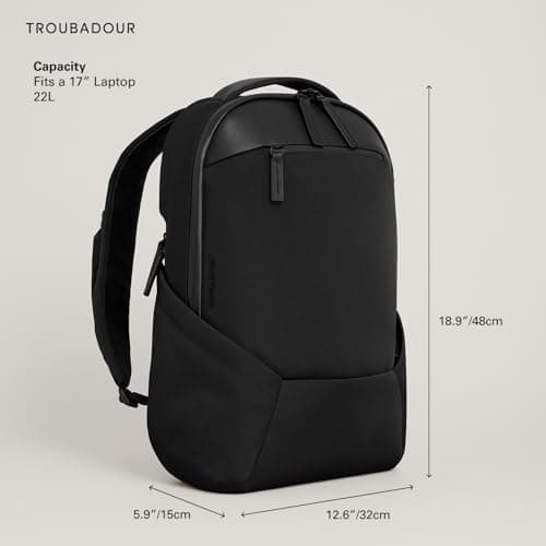 Troubadour Apex 4.0-22L Premium Laptop Backpack - Ergonomic & Water Resistant - Designed for Work and Travel - Black — view 2