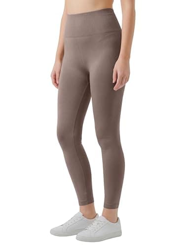 LUXY LINE LIMITED Women's High Waisted Fleece Lined Leggings, Thermal Tummy Control Yoga Pants for Gym, Workout (UK, Numeric, 8, 10, Regular, Regular, Beige) — view 3