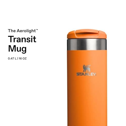 Stanley 1913 Aerolight Transit Travel Mug 0.47L - Keeps 6 Hours Hot - 8 Hours Cold - Dishwasher Safe - Leakproof - Car Cup Holder Compatible - Insulated Coffee Cup - Goldenrod Coral — view 3