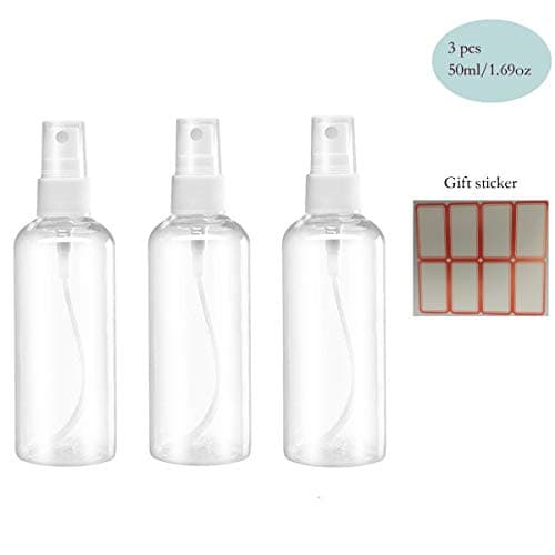 Spray Bottles, 1.69oz/50ml 3.38oz/100ml Clear Empty Fine Mist Plastic Mini Travel Bottle Set, Small Refillable Containers with Labels (3pcs 50ml) — view 5