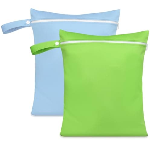AOOSA 2PCS Wet Bags, Reusable Cloth Diaper Bags with Handle and Zipper