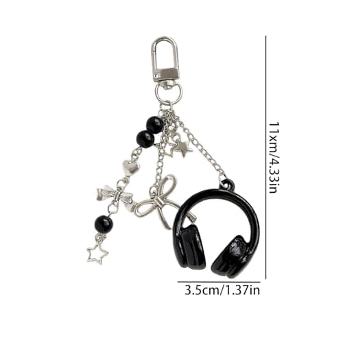 Star Keychain | Music Theme Pendant Charm Earphone Charm Pendant | For Car Key Bags for Women Men Youth Girlfriend Mom Dad Grandma, Black, verwijzen naar de beschrijving — view 5